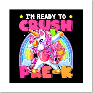 Crush Pre K Dabbing Unicorn Back To School Girls Posters and Art